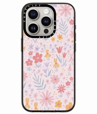 CASETiFY Compact Case for iPhone 15 Pro Maddie's Florals Pattern - Clear Black - Image 1 of 4
