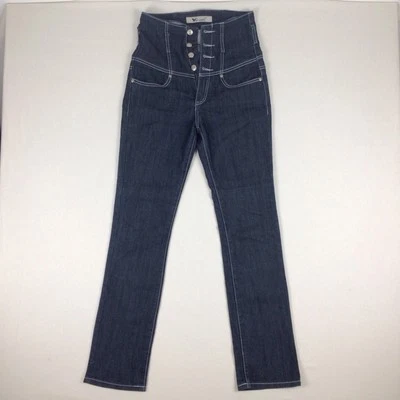 Jeans Wet Seal Denim Azul Recto Mujer Talla 7 Tiro Alto - 1/3 Cremallera, 4 Botones Mosca Foto 1 de 4