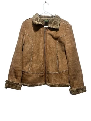 Vintage Cabelas Faux Suede & fur trim Jacket Women Medium Brown Y2K Penny Lane - Image 1 of 4