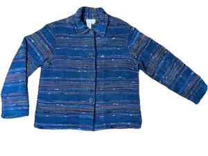 Suéter vintage Y2K verde azulado a rayas Coldwater Creek con botones talla S multicolor - Imagen 1 de 17