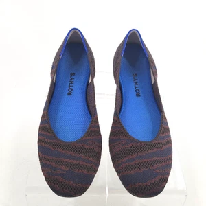 Rothy's Square Toe Wms US 9 marineblau/braun Textil flache Ballerinas mit Streifen - Bild 1 von 9