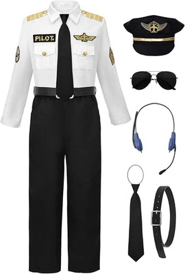Disfraz de Piloto ReliBeauty para Niños con Accesorios Disfraz de Piloto Capitán de Aerolínea Foto 1 de 4