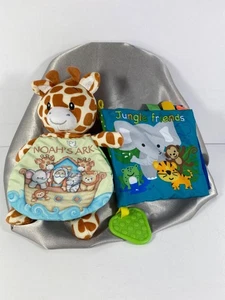 Noahs Ark Plush Giraffe & Jungle Friends Cloth Books By Ebba & Playtex 1-18 mo. - Picture 1 of 11