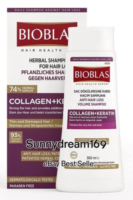 Anti Hair Loss Bioblas Shampoo 360ml HERBAL SHAMPOO 4 HAIR LOSS COLLAGEN+KERATIN