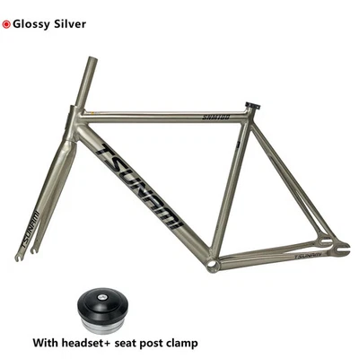 Juego de cuadro de bicicleta de una sola velocidad de engranaje fijo 700C pista de carreras Fixie conjunto de cuadro de bicicleta Foto 1 de 4