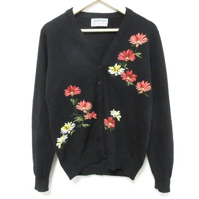 Cárdigan Ballantyne tejido cachemir bordado floral, talla 36 negro mujer USADO Foto 1 de 4