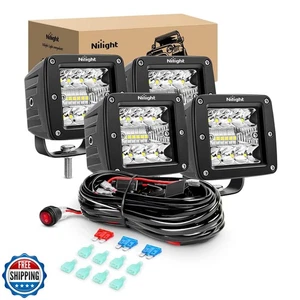 Nilight 4PCS LED Pods 3Inch 42W LED Cubes Upgraded Spot Flood Combo Driving B - Picture 1 of 5