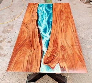 Kitchen Counter Top Decor Epoxy Resin Walnut Wood Table Top Custom Order - Picture 1 of 7