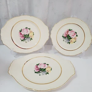 Vintage American Limoges JANIS Handle Serving Platters R-132 WARRANTED 22 K GOLD - Picture 1 of 7
