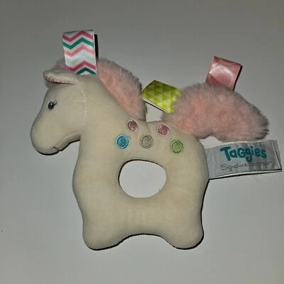 Taggies Mary Meyer Pônei Pintado Chocalho Brinquedo de Pelúcia para Bebê Branco Anel de Cavalo Laço Rosa - Imagem 1 de 4