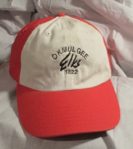 Vintage Okmulgee Elks Lodge Strapback Orange Weiß Cap Mütze - Bild 1 von 3