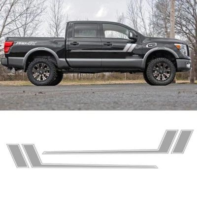 Silver Side Door Fender Hockey Stripe Vinyl Sticker For Nissan TITAN XD - Image 1 of 3