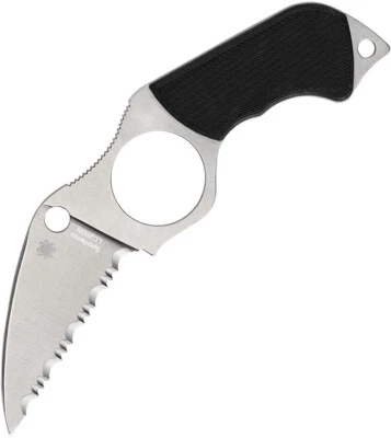 Spyderco Swick 5 Black G10 LC 200N Serrated Fixed Blade Knife w/ Sheath FB14S5 - Image 1 of 2