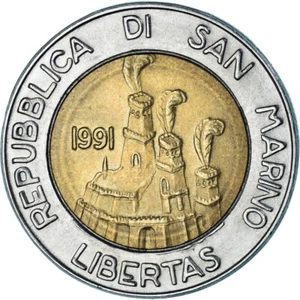 [#1180743] Coin, San Marino, 500 Lire, 1991, Rome, AU, Bi-Metallic, KM:269 - Picture 1 of 2