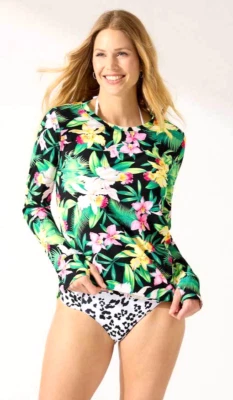 TOMMY BAHAMA Orquídea Jardín Erupciones Protector Cubrir LS Negro Mujer Talla PEQUEÑA NUEVO CON ETIQUETAS $118 Foto 1 de 4