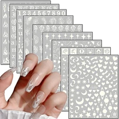 Pegatinas luminosas para arte en uñas, flores mariposa llama estrellas geometría luminosa Foto 1 de 4