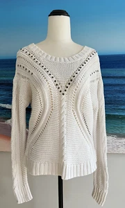 PORTMANS white linen blend knit jumper metal stud detail size L - Picture 1 of 8