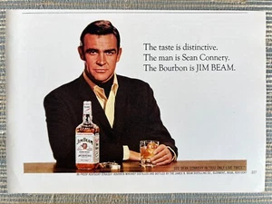 Pubblicità Stampa Vintage Jim Beam Bourbon Whiskey Sean Connery James Bond 007 1967 - Foto 1 di 1