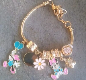 Rose Gold Disney Minnie Mouse Love Heart Charm Bracelet - Picture 1 of 6
