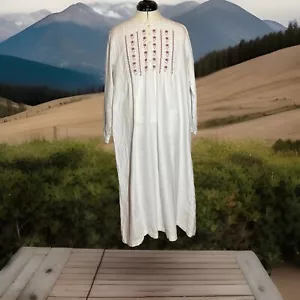 L.L. Bean Womens Modest Prairie Embroidered Dobby Nightgown Dress|Size:M-PET - Picture 1 of 24