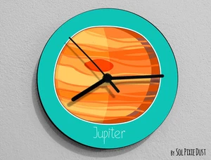 Reloj de pared de dibujos animados del planeta Júpiter - - Imagen 1 de 3