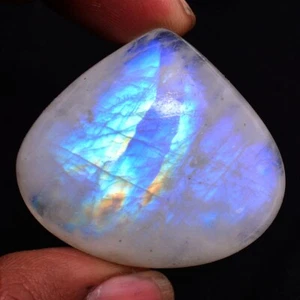 125 Cts Natural Rainbow Moonstone 37mm*42mm Pear Cabochon Pendant Size Gemstone - Picture 1 of 13