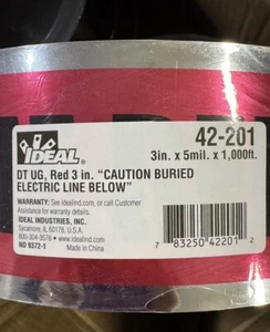 3” x 1000 ft. Detectable Underground Tape Caution Buried Electric Line, Red - Picture 1 of 6