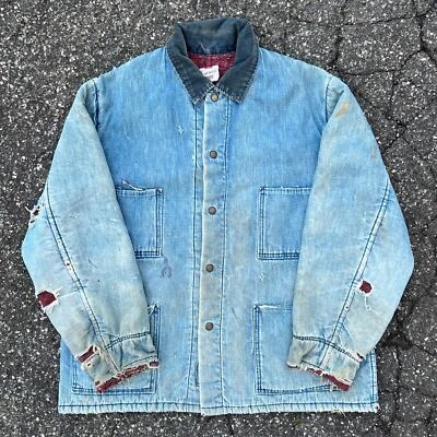 Chaqueta Abrigo Vintage Carters Crazy Denim Manta Forrada Desteñida Tareas Estilo  Foto 1 de 4