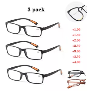 3 Stück Lesebrille schwarz Kunststoff TR90 Gestell +100 +150 +200 +300 +400 - Bild 1 von 14