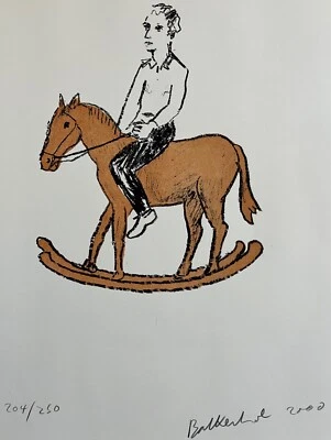 Stephan Balkenhol Signierte nummerierte Original Farblithographie- Schaukelpferd - Bild 1 von 4