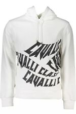 Cavalli Class Elegant White Hooded Men's Sweatshirt Authentic