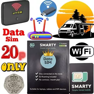 SMARTY UK WiFi Router Unlimited DATA ONLY Sim Card Pay As You Go 5G 4G MiFi NEW - Picture 1 of 6