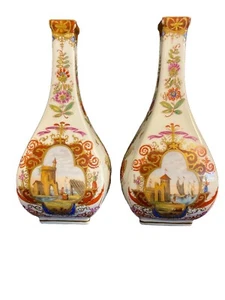 Helena Wolfsohn DRESDEN PORCELAIN Vases Blue Crown D Mark circa 1875 - Picture 1 of 11
