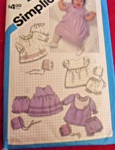 VTG SIMPLICITY #6504 SZ NEWBORN BABY GIRLS IST WARDROBE SEWING PATTERNS - Picture 1 of 2