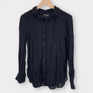 Intermix Angelina Striped Chiffon Blouse Women's Size Medium  Black Semi Sheer - Picture 1 of 9