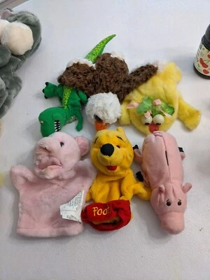 Lot of 6 10" Hand Finger Puppets Dinosaur Sesame Street Toy Story Winnie th Pooh - Image 1 of 4