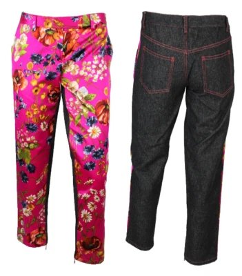 Pantalones de pierna cónica Dolce & Gabbana 1999 rosa floral satinado y carbón 42 Foto 1 de 4