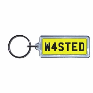 WASTED - UK Number Plate Key Ring | Choose Medallion / Plastic / Metal - Picture 1 of 8