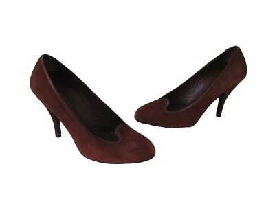 DELMAN BROWN SUEDE LEATHER PUMP WOMEN'S US 7M HOT VINTAGE MADE IN ITALY FREE S/H - Image 1 of 4