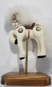 Small Vintage Handmade Carousel White Horse Feather w/Sewn Sequence Figurine - Picture 1 of 9