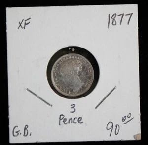 1877 3 Pence Great Britain .042 Silver "XF" Nice Silver Coin! - Picture 1 of 6