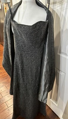 JESSICA MCCLINTOCK Strapless Gray  Silver Acrylic/mohair/  Gown Dress Shawl Sz 4 - Image 1 of 4