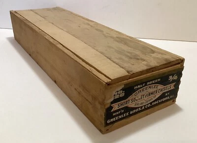 СТАРИННЫЙ ДЕРЕВЯННЫЙ СЛАЙД ВЕРХНЯЯ КОРОБКА NO 20 3/4 GREENLEE КОРОТКИЙ ГНЕЗДО ТВЕРДЫЕ ДОЛОТА ПУСТОЙ  - Изображение 1 из 4