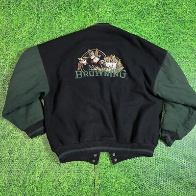 Browning Since 1878 Vtg Wool Varsity Jacket Embroidered Ducks Hunting XL 24x27 - Image 1 of 4