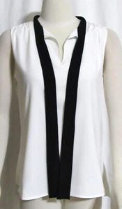 NEW Womens Ladies TOMMY HILFIGER Soft White & Black Stretch Sleeveless Top S - Picture 1 of 4
