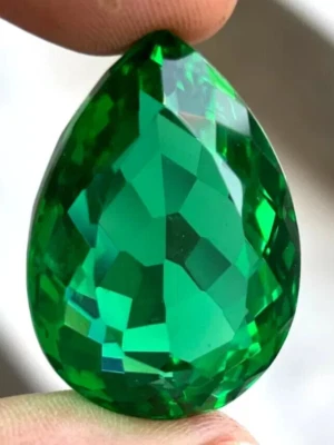 Large Green Colombian Emerald 64.45 Ct. Pear Cut Loose Gemstone Gift for Women - Image 1 of 4
