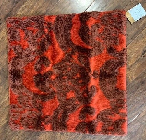 Pottery Barn Natalia Jacquard Pillow Cover Silk 22”x22” Red ~ NWT's - Image 1 of 4