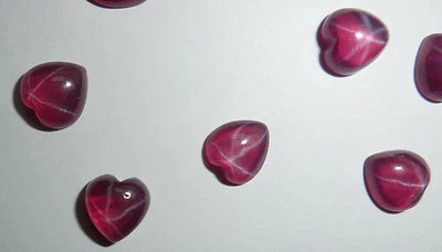 Transparent Star Ruby Heart 8x8 mm Cabochon Created 6 Rayed Stone 8 pieces Lot - Image 1 of 4
