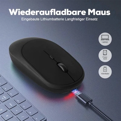 PC Maus Kabellos Bluetooth und Funk für Computer, MAC Aufladbare leise Maus NEU - Bild 1 von 4