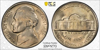1950 D PCGS MS65 Gold Shield ~ 6 FULL STEPS ~ JEFFERSON NICKEL ~ Must See - Image 1 of 4